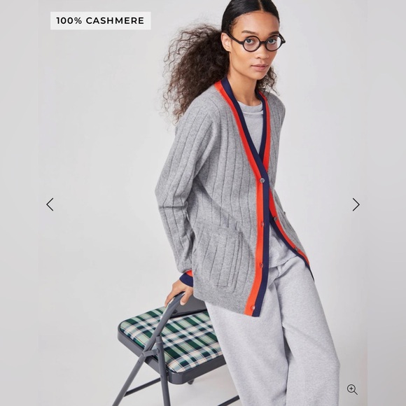 KULE The Sinclair 100% Cashmere Cardigan in Heather Grey small - Picture 1 of 6